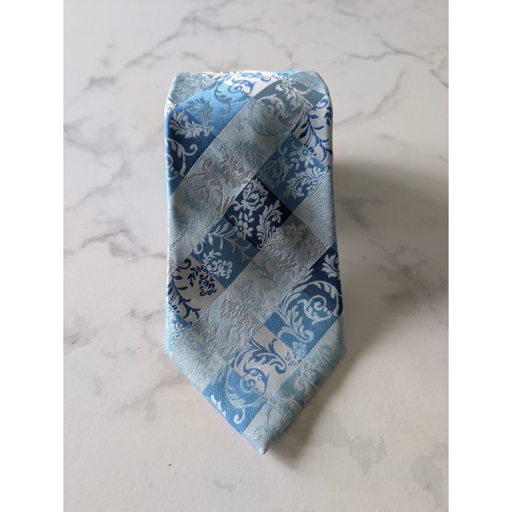 Sean John Tall 100% Silk Tie Blue Striped Paisley Extra Long Mens Necktie Repp